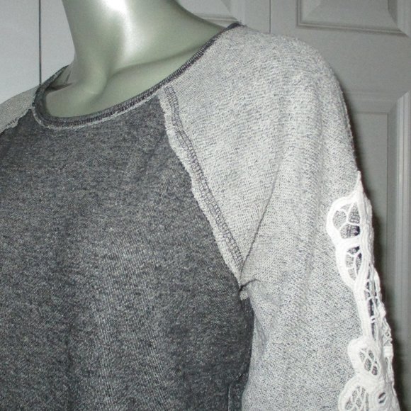 ALTAR'D STATE Gray Long Sleeve Sweater/Crochet Details - Picture 4 of 6